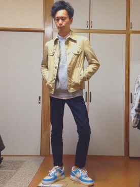「シャツ×スウェット」｜「アイテム（ジャケット/アウター）」を使った、S.Hさん（メンズ・173cm）の春コーディネート