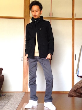 「ワークパンツ」｜「アイテム（マウンテンパーカー）」を使った、S.Hさん（メンズ・173cm）の春コーディネート