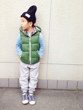 「5歳」｜「アイテム（ダウンベスト）」を使った、aoaoさん（キッズ・110cm）の冬コーディネート