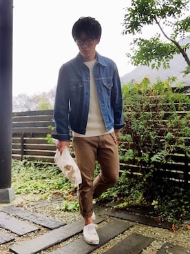 「アイテム（クラッチバッグ、ホワイト系）」を使った、Kippei さん（メンズ・173cm）の冬コーディネート