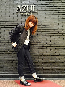 「AZUL by moussy（アズールバイマウジー）のアイテム（MA-1）」を使った、mai sumikawaさん（レディース・158cm）の秋コーディネート