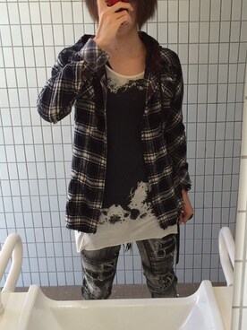 「KMRii（ケムリ）のアイテム（デニムパンツ）」を使った、yu-kiさん（メンズ・171cm）の冬コーディネート