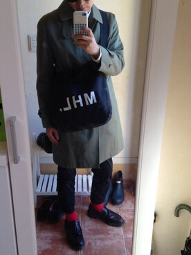 「MACKINTOSH PHILOSOPHY（ﾏｯｷﾝﾄｯｼｭ ﾌｨﾛｿﾌｨｰ）のアイテム（ステンカラーコート）」を使った、yasuさん（メンズ・172cm）の冬コーディネート