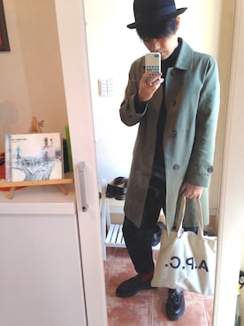 「MACKINTOSH PHILOSOPHY（ﾏｯｷﾝﾄｯｼｭ ﾌｨﾛｿﾌｨｰ）のアイテム（ステンカラーコート）」を使った、yasuさん（メンズ・172cm）の冬コーディネート