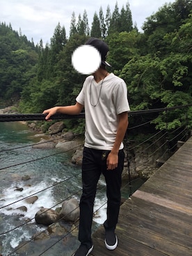 「UNIQLO（ユニクロ）のアイテム（その他パンツ、ブラック系）」を使った、Ta-sanさん（メンズ・175cm）の夏コーディネート