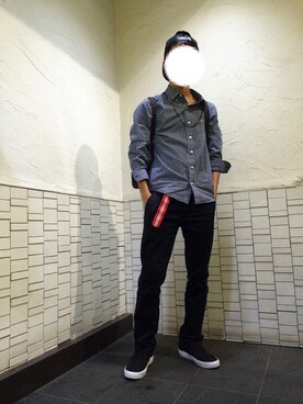 「UNIQLO（ユニクロ）のアイテム（その他パンツ、ブラック系）」を使った、Ta-sanさん（メンズ・175cm）の秋コーディネート