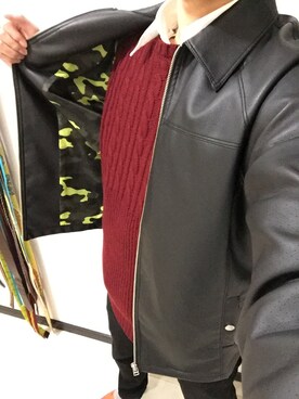 「TAKEO KIKUCHI（タケオキクチ）のアイテム（ジャケット/アウター、ブラック系）」を使った、Ta-sanさん（メンズ・175cm）の冬コーディネート