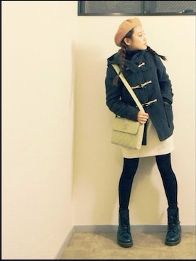 「chanel」｜「アイテム（ダッフルコート）」を使った、高橋愛さん（レディース・154cm）の冬コーディネート