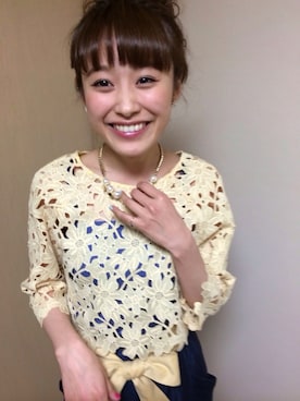 「LILY BROWN（リリーブラウン）のアイテム（その他トップス）」を使った、高橋愛さん（レディース・154cm）の春コーディネート