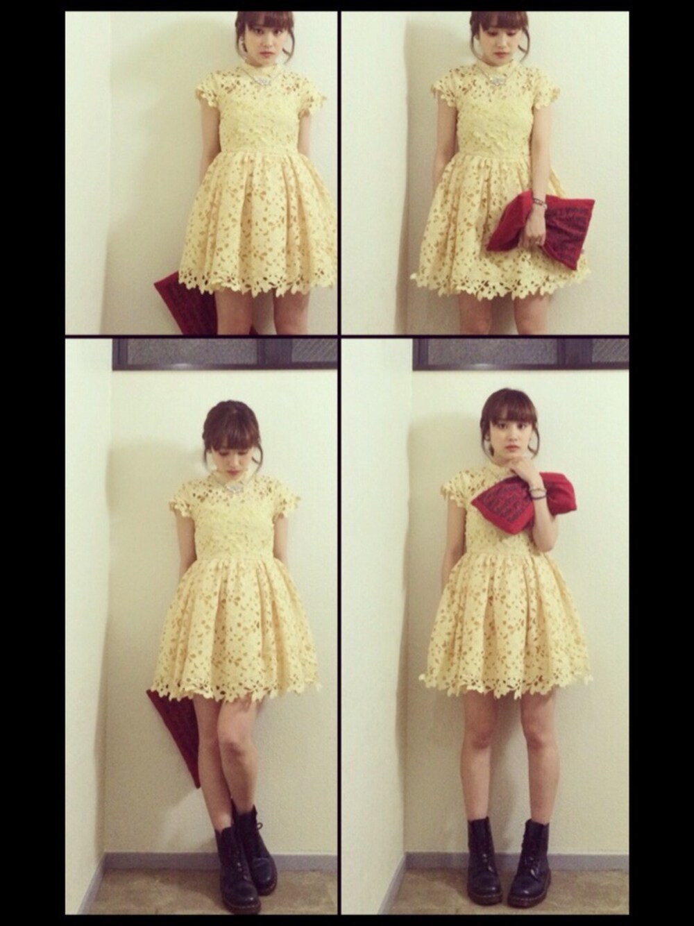 「イエロー、PARTY、Lily Brown、American Apparel、黄色、dress、マーチン、LEPSIM、ビタミンカラー」｜「LILY BROWNのLily Brownのドレス💛（ワンピース、イエロー系）」を使った、高橋愛さん（レディース・154cm）の春コーディネートの1枚目の写真
