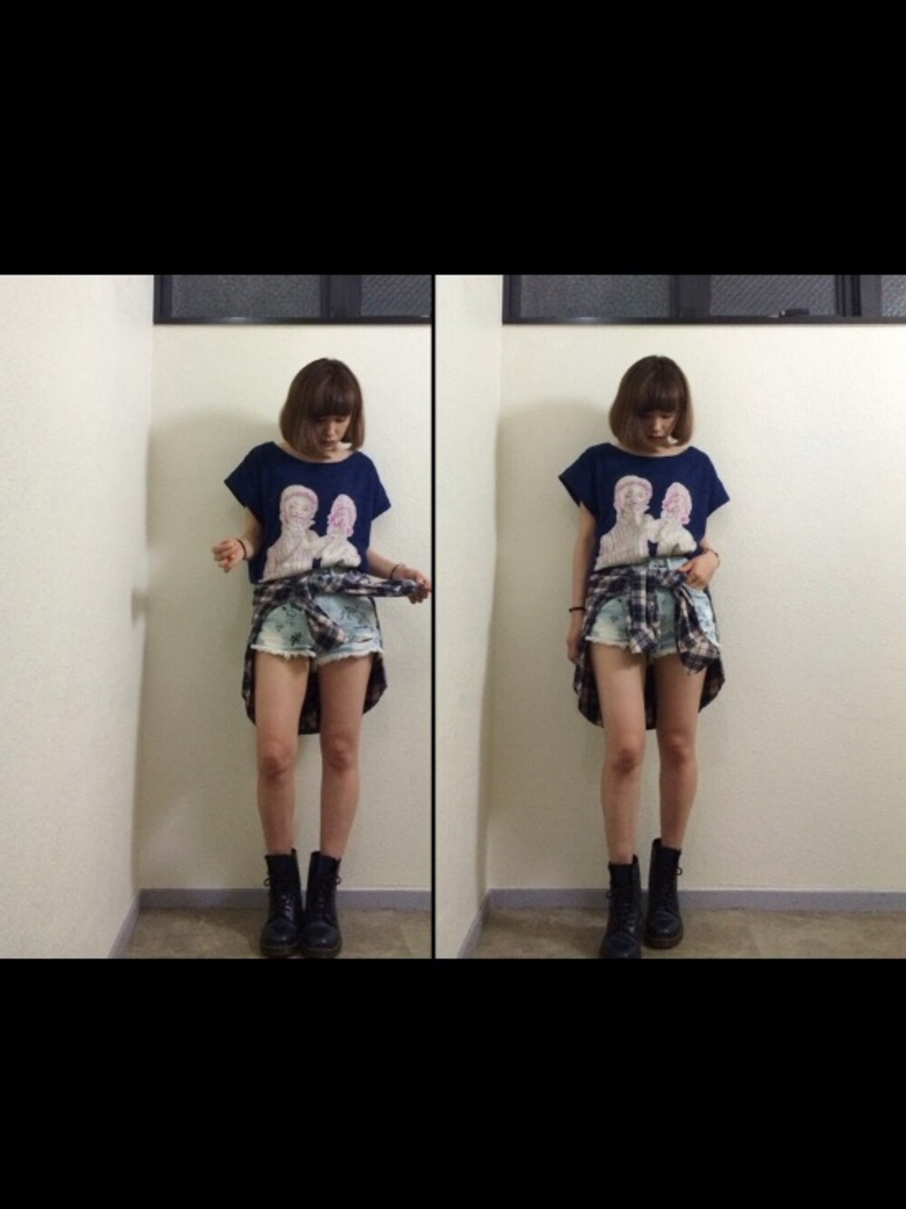 「チェックシャツ、WC、3rd by VANQUISH、Peach John、Tシャツ×デニム、PJ」｜「3rd by VANQUISHの3rd by VANQUISHのデニム。（デニムパンツ、その他）」を使った、高橋愛さん（レディース・154cm）の夏コーディネートの1枚目の写真