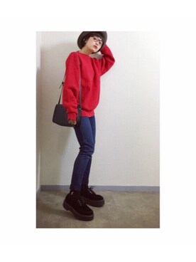 「Yves Saint Laurent（イヴサンローラン）のアイテム（バッグ）」を使った、高橋愛さん（レディース・154cm）の秋コーディネート