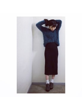 「H&M（エイチ・アンド・エム）のアイテム（スカート）」を使った、高橋愛さん（レディース・154cm）の秋コーディネート