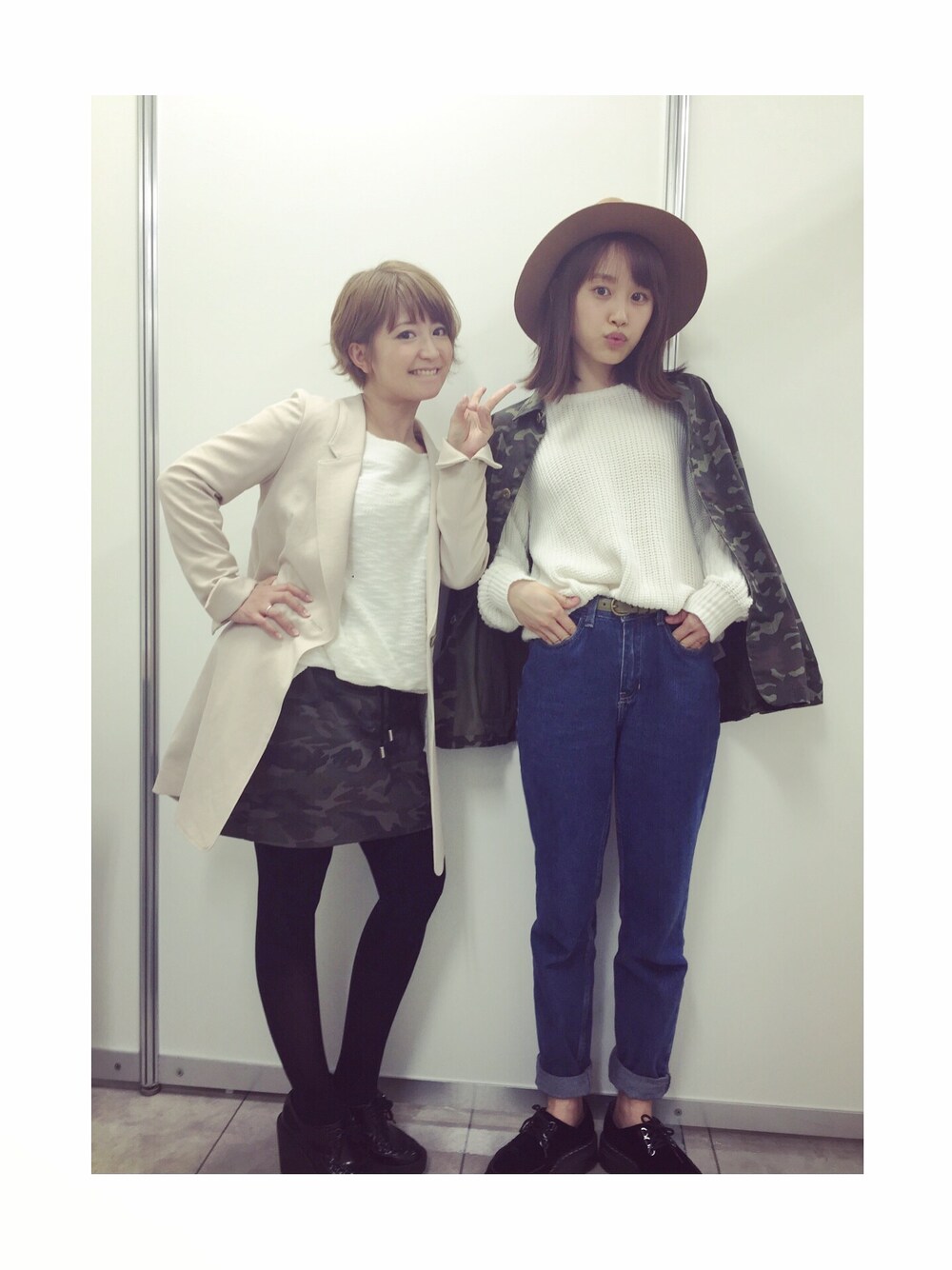 「矢口真里、やぐっつぁん、みにーちゃんコーデ、ミニモニ。、モーニング娘。OG、OG、高橋愛、カモフラ、camouflage、American Apparel」｜「JEANASISのアイテム（ミリタリージャケット、グリーン系）」を使った、高橋愛さん（レディース・154cm）の春コーディネートの1枚目の写真