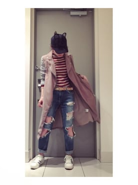 高橋愛さん(レディース・154cm)の春コーディネート