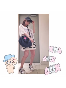 「アイテム（ドラムバッグ）」を使った、高橋愛さん（レディース・154cm）の夏コーディネート