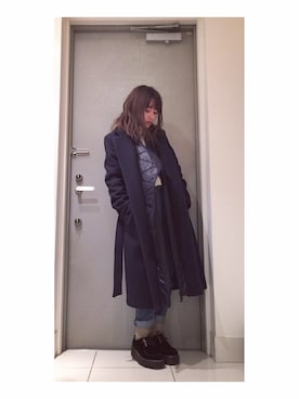 「H&M（エイチ・アンド・エム）のアイテム（ジャケット/アウター）」を使った、高橋愛さん（レディース・154cm）の冬コーディネート