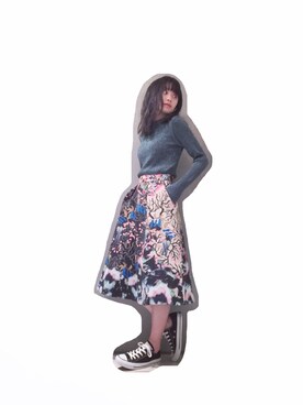 「H&M（エイチ・アンド・エム）のアイテム（スカート）」を使った、高橋愛さん（レディース・154cm）の春コーディネート