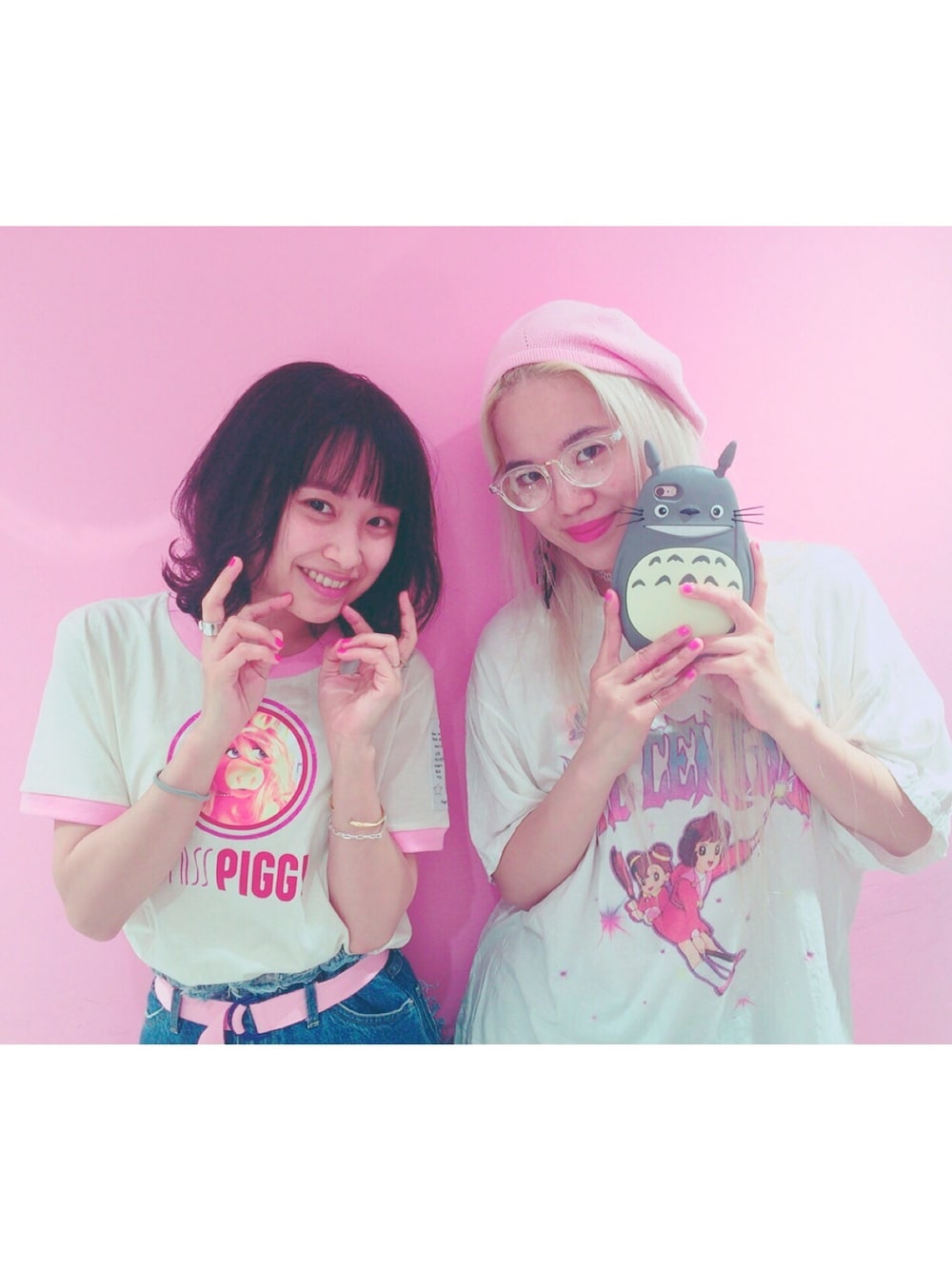 「little sunny bite、pink、デニム、LOWRYS FARM、ADER error」｜「Little sunny biteのlittle sunny bite PIGGYリンガーT LTOP-027E（Tシャツ/カットソー、ピンク系）」を使った、高橋愛さん（レディース・154cm）の夏コーディネートの1枚目の写真