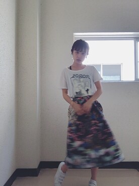 「H&M（エイチ・アンド・エム）のアイテム（スカート）」を使った、高橋愛さん（レディース・154cm）の夏コーディネート