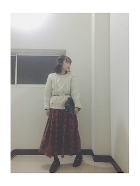 「mame（マメ）のアイテム（バッグ）」を使った、高橋愛さん（レディース・154cm）の秋コーディネート