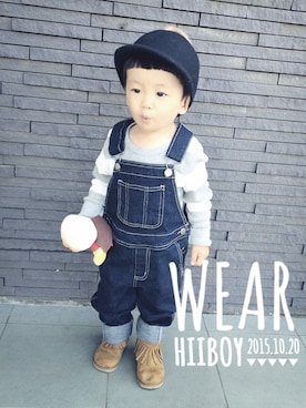 「フリンジ」｜「アイテム（オールインワン・サロペット）」を使った、hiiboyさん（キッズ・80cm）の秋コーディネート