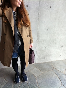 「A.P.C.（アーペーセー）のアイテム（トレンチコート）」を使った、sachanさん（レディース・159cm）の秋コーディネート