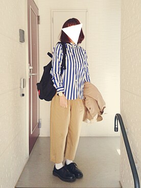 「Dr. Martens（ドクターマーチン）のDr.Martens (ドクターマーチン)/1461 3EYE GIBSON SHOES（その他シューズ）」を使った、moezouさん（レディース・159cm）の春コーディネート