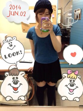 「アイテム（その他シューズ、ブルー系）」を使った、ちぃさん（レディース・152cm）の夏コーディネート