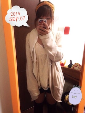 「ニーハイソックス」｜「アイテム（その他アウター）」を使った、ちぃさん（レディース・152cm）の秋コーディネート
