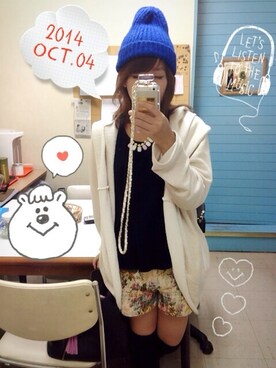 「ぺプラムトップス」｜「アイテム（その他アウター）」を使った、ちぃさん（レディース・152cm）の秋コーディネート