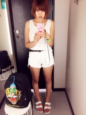 「Ed Hardy（エドハーディー）のアイテム（バッグ）」を使った、gigiさん（レディース・165cm）の夏コーディネート