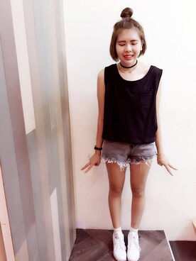 「RAINBOW（レインボー）のアイテム（パンツ）」を使った、gigiさん（レディース・165cm）の夏コーディネート