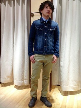 「バレンタインデートスタイル」｜「アイテム（デニムジャケット）」を使った、ikka HEAD OFFICE Men'sさん（メンズ・172cm）の冬コーディネート