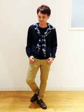 「綿パンツ」｜ikka HEAD OFFICE Men'sさん（メンズ・172cm）の夏コーディネート