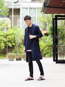「ガウン」｜「アイテム（その他アウター）」を使った、yanagiyaさん（メンズ・173cm）の春コーディネート