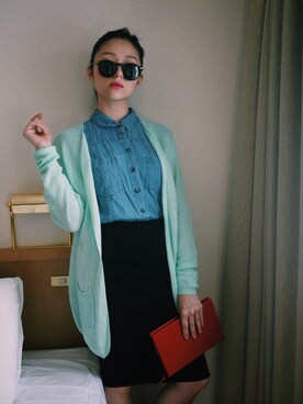 「MONKI（モンキ）のアイテム（ベスト）」を使った、李宥彤さん（レディース・160cm）の夏コーディネート