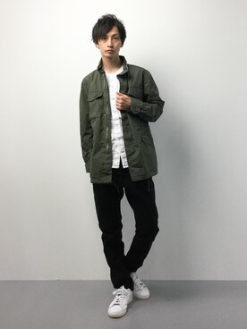 「URBAN RESEARCH（アーバンリサーチ）のアイテム（ミリタリージャケット）」を使った、RENさん（メンズ・176cm）の冬コーディネート
