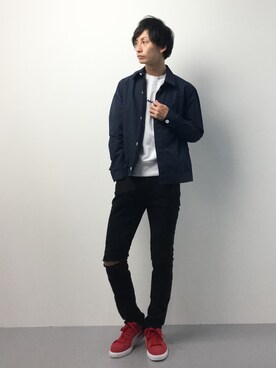 「MANUAL ALPHABET（マニュアル アルファベット）のアイテム（ブルゾン）」を使った、RENさん（メンズ・176cm）の冬コーディネート