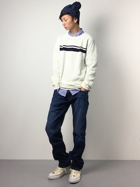 「TOMMY HILFIGER（トミーヒルフィガー）のアイテム（デニムパンツ）」を使った、RENさん（メンズ・176cm）の春コーディネート