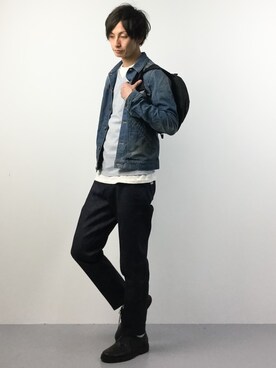 「LOUNGE LIZARD（ラウンジリザード）のアイテム（ブルゾン）」を使った、RENさん（メンズ・176cm）の春コーディネート
