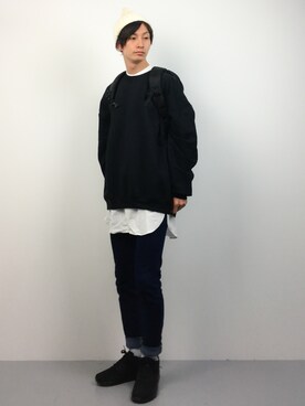 「unrelaxing（アンリラクシング）のアイテム（スウェット）」を使った、RENさん（メンズ・176cm）の春コーディネート