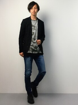 「n(n) BY NUMBER (N)INE（エヌエヌバイナンバーナイン）のアイテム（パンツ）」を使った、RENさん（メンズ・176cm）の春コーディネート