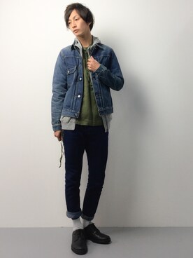 「HVC（エイチブイシー）のアイテム（パーカー）」を使った、RENさん（メンズ・176cm）の春コーディネート