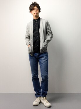 「SHIPS JET BLUE（シップスジェットブルー）のアイテム（デニムパンツ）」を使った、RENさん（メンズ・176cm）の春コーディネート