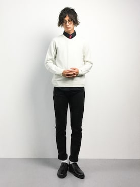 「STUDIOUS（ステュディオス）のアイテム（シューズ）」を使った、RENさん（メンズ・176cm）の秋コーディネート