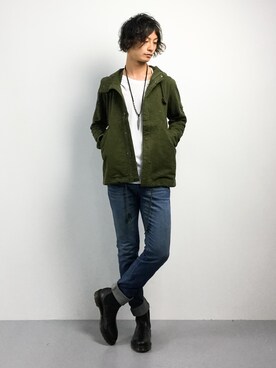 「NANO universe（ナノユニバース）のアイテム（ミリタリージャケット）」を使った、RENさん（メンズ・176cm）の秋コーディネート
