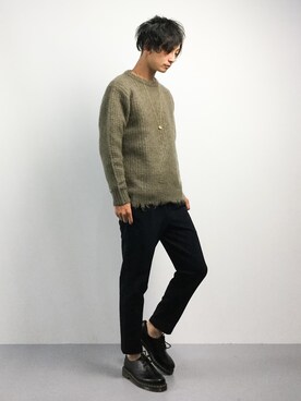 「MONKEY TIME（モンキータイム）のアイテム（ニット/セーター）」を使った、RENさん（メンズ・176cm）の秋コーディネート