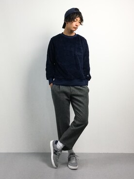「アイテム（スウェット、ブルー系）」を使った、RENさん（メンズ・176cm）の秋コーディネート