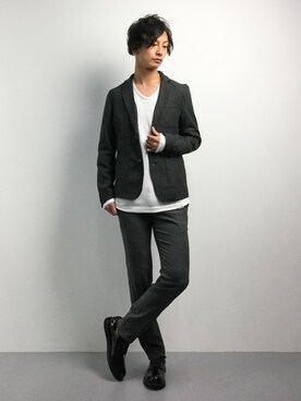 「TRANS CONTINENTS（トランスコンチネンツ）のアイテム（テーラードジャケット）」を使った、RENさん（メンズ・176cm）の秋コーディネート